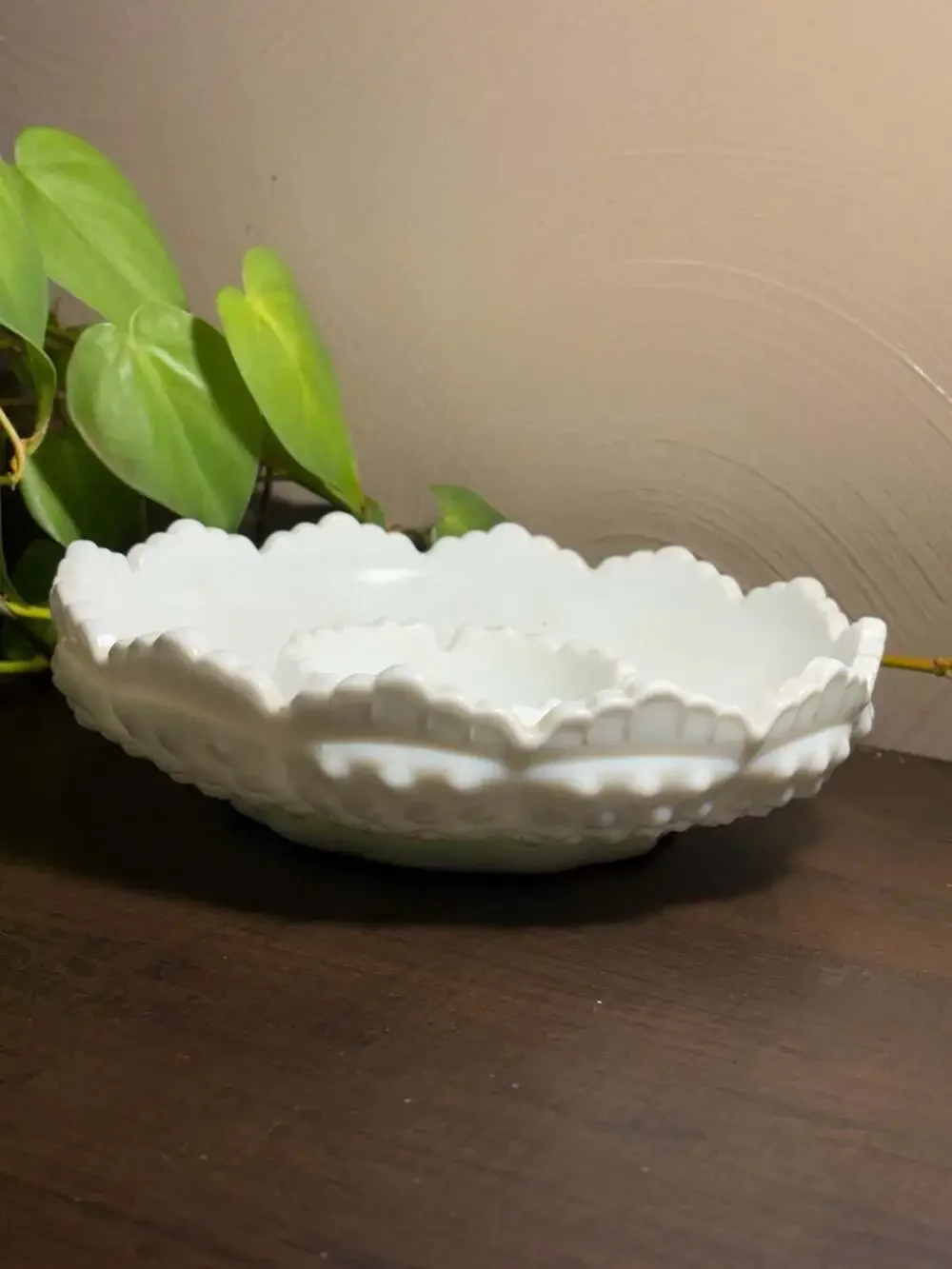 Vintage Fenton White Milk Glass Hobnail Ashtray and Chip/Dip Bowl